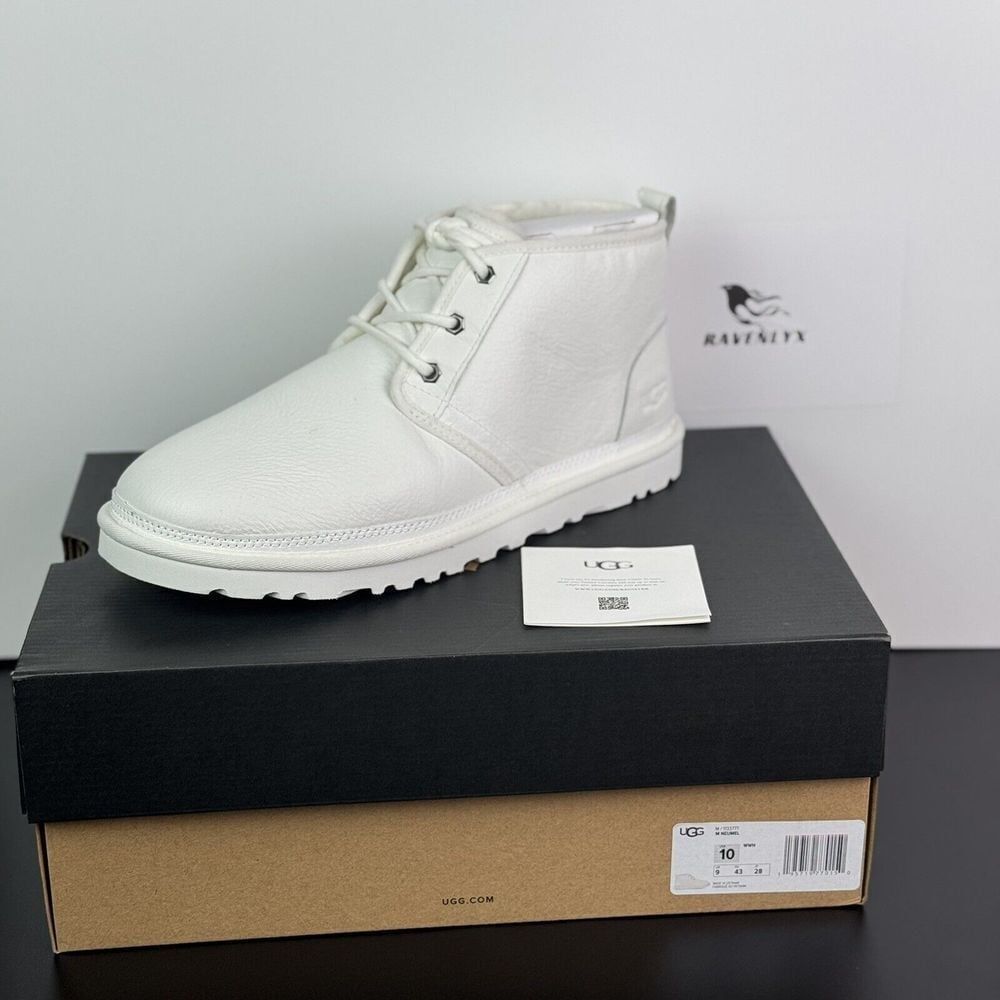 UGG Neumel M/1133777 Chukka Men's White Leather Comfort Ankle Boots NR6894 Sz 10